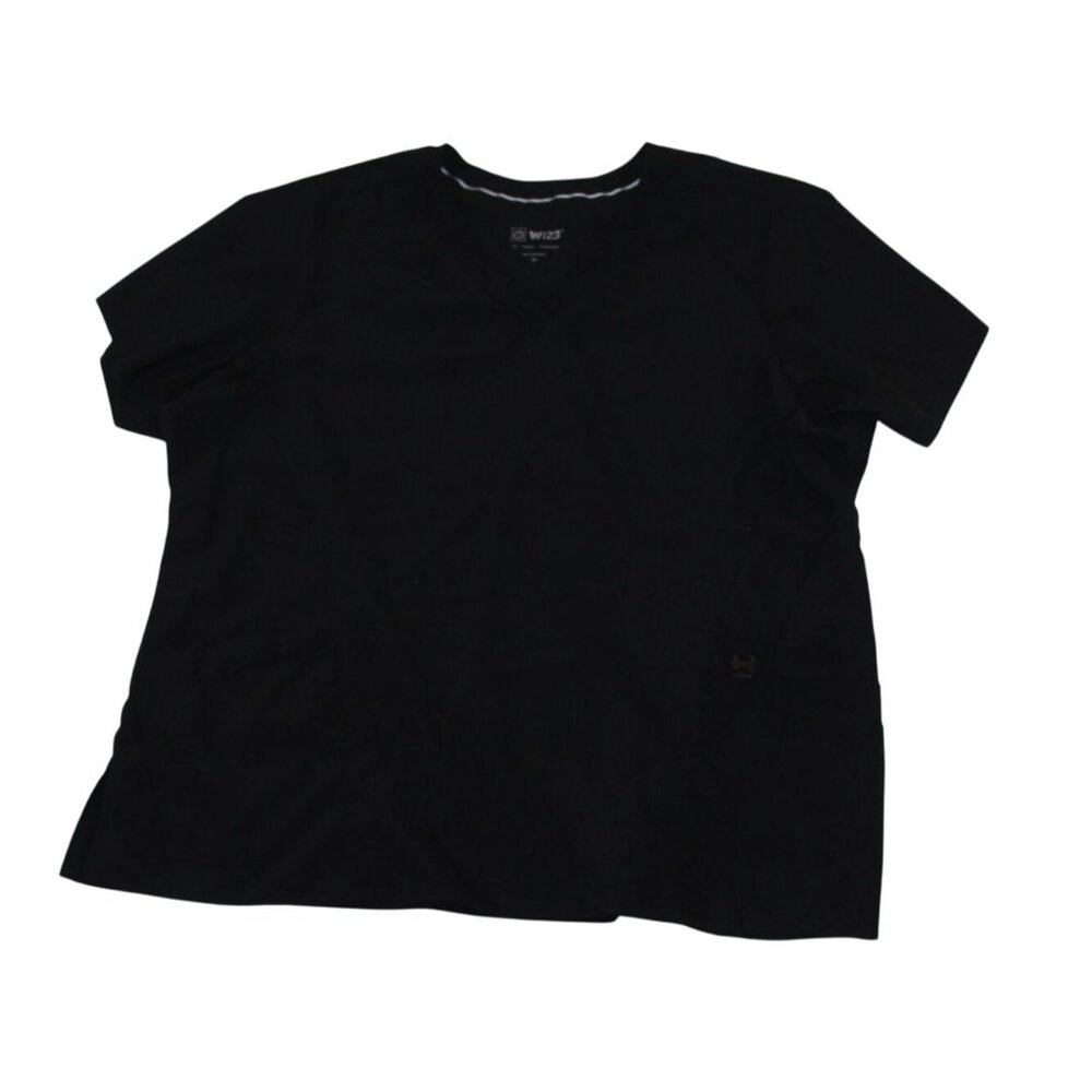 Wonder Wink Womens 1X Stylized V-Neck Black Scrub Top Nurse Medical Vet Tech